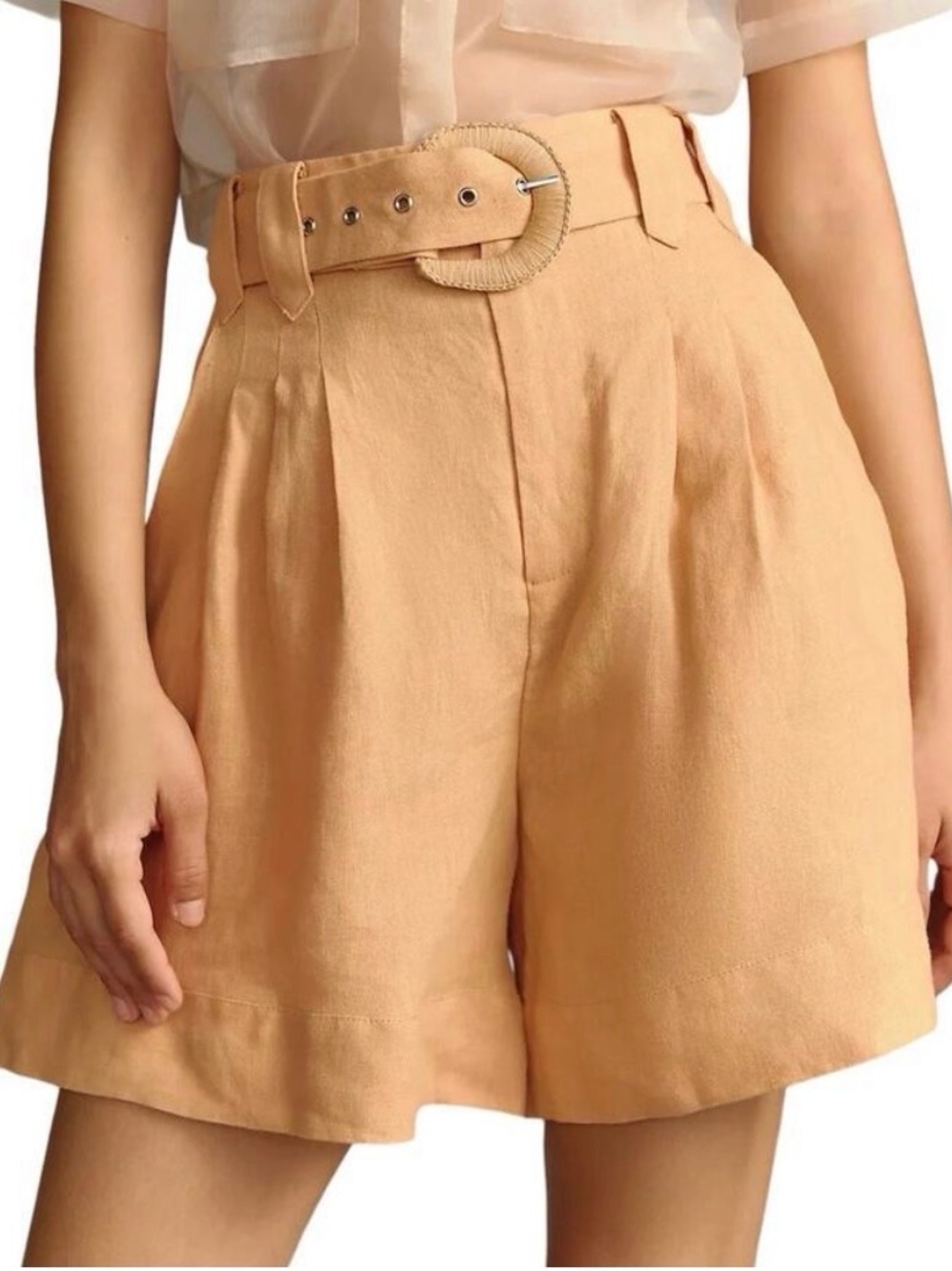 NWOT FARM Rio Linen Belted Shorts